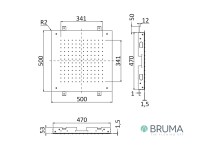 MEDIDAS ROCIADOR DUCHA EMPOTRADO 50x50 BRUMA